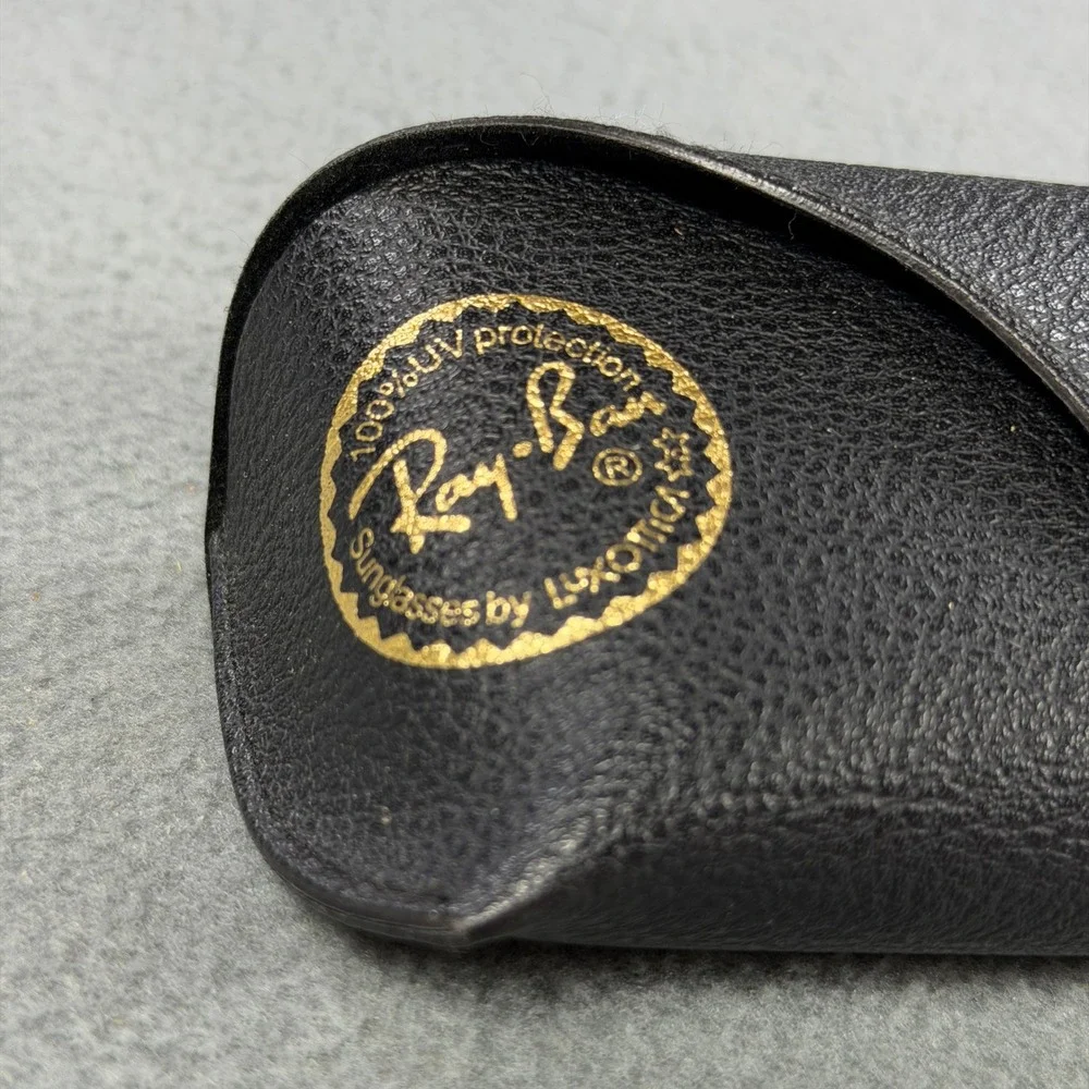 Ray-Ban Black Pebbled Leather Sunglasses Case Snap Closure Replacement Pouch - Picture 2 of 4